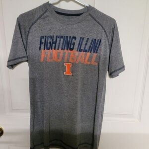 ~ Fighting Illini Football orange and blue and grey athletic t shirt - size S